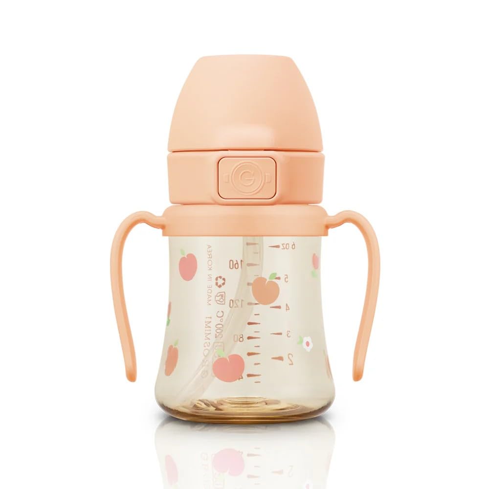 GROSMIMI flip top spill-proof sippy cup with Stage 2 straw for easy, mess-free on-the-go sipping