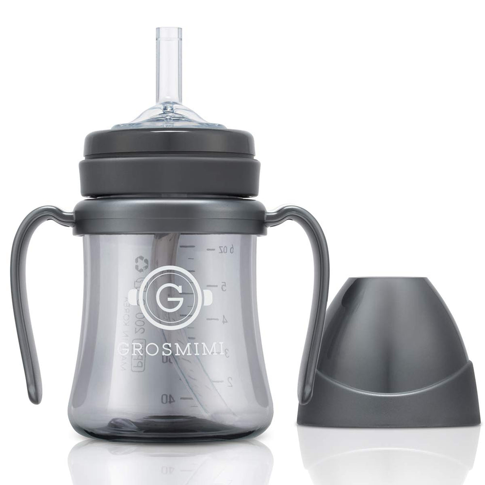 GROSMIMI spill-proof sippy cup front view showing leak-free design for on-the-go feeding.
