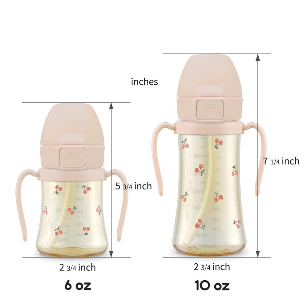 GROSMIMI cherry sippy cup shown with built-in straw.