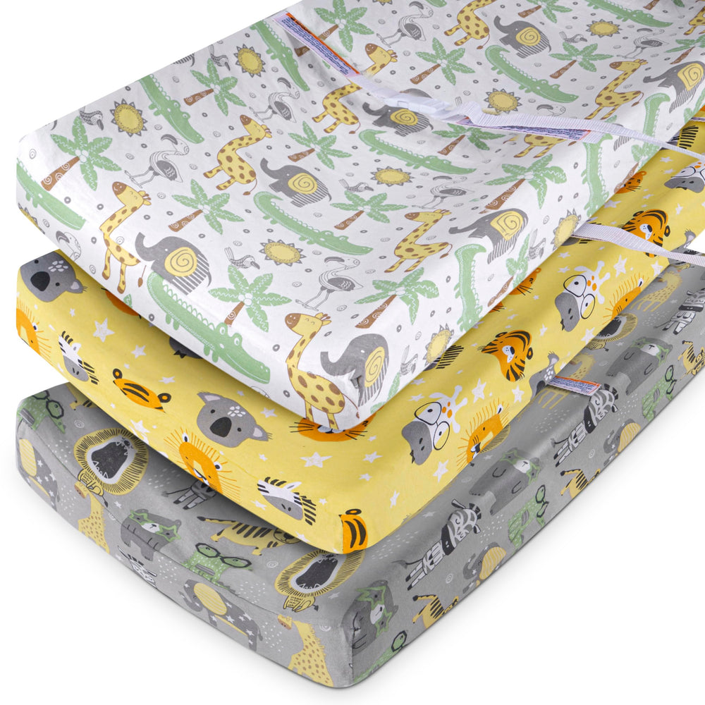 Grow Wild nursery decor with matching crib sheets for coordinated nursery look.