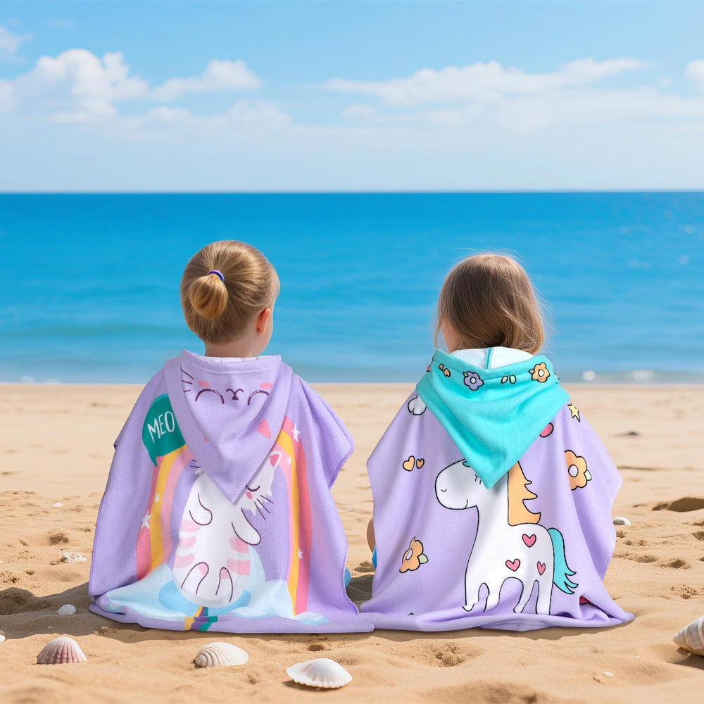 Growell cat-purple after-swim use, easy poncho-style cover for poolside transitions