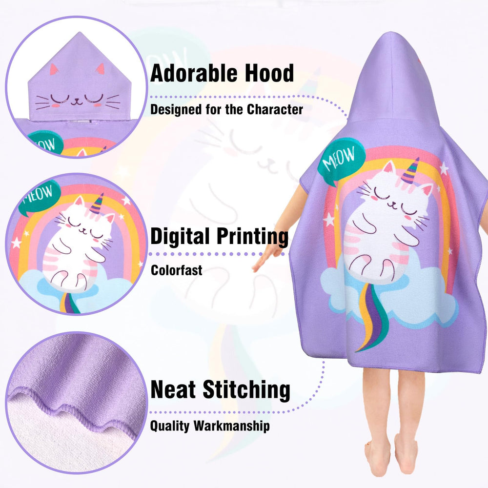 Growell cat-purple hood detail highlights plush lining and snug hood for comfy dry-off