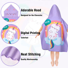 Growell cat-purple hood detail highlights plush lining and snug hood for comfy dry-off