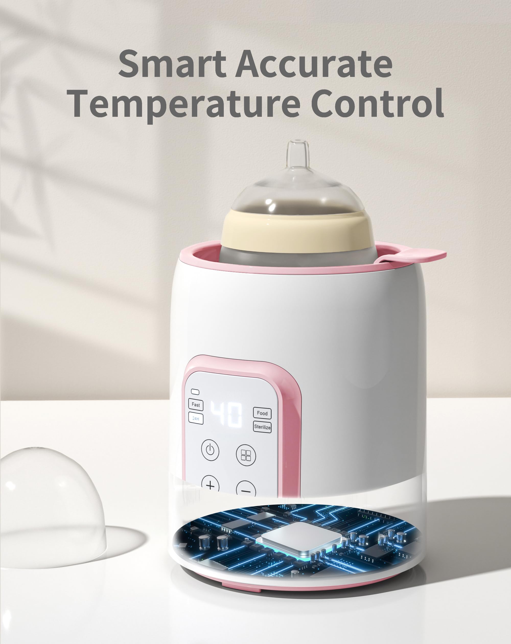 GROWNSY anti-scald basket protects tiny hands during warming.