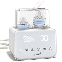 GROWNSY bottle warmer with LCD display showing precise milk temperature.