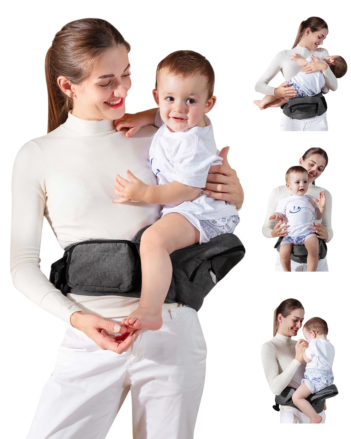 GROWNSY ergonomic hip seat supports baby during carries for comfort