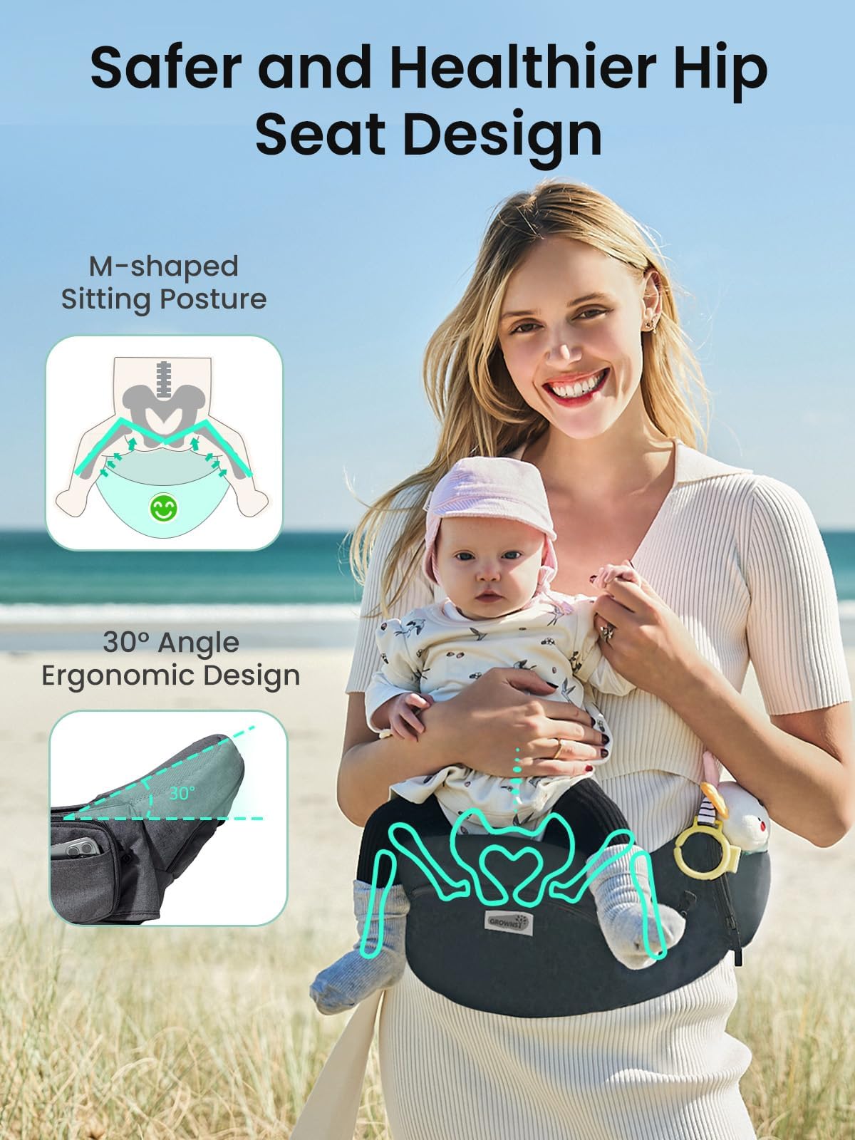 GROWNSY extended waistband supports parent comfort during outings