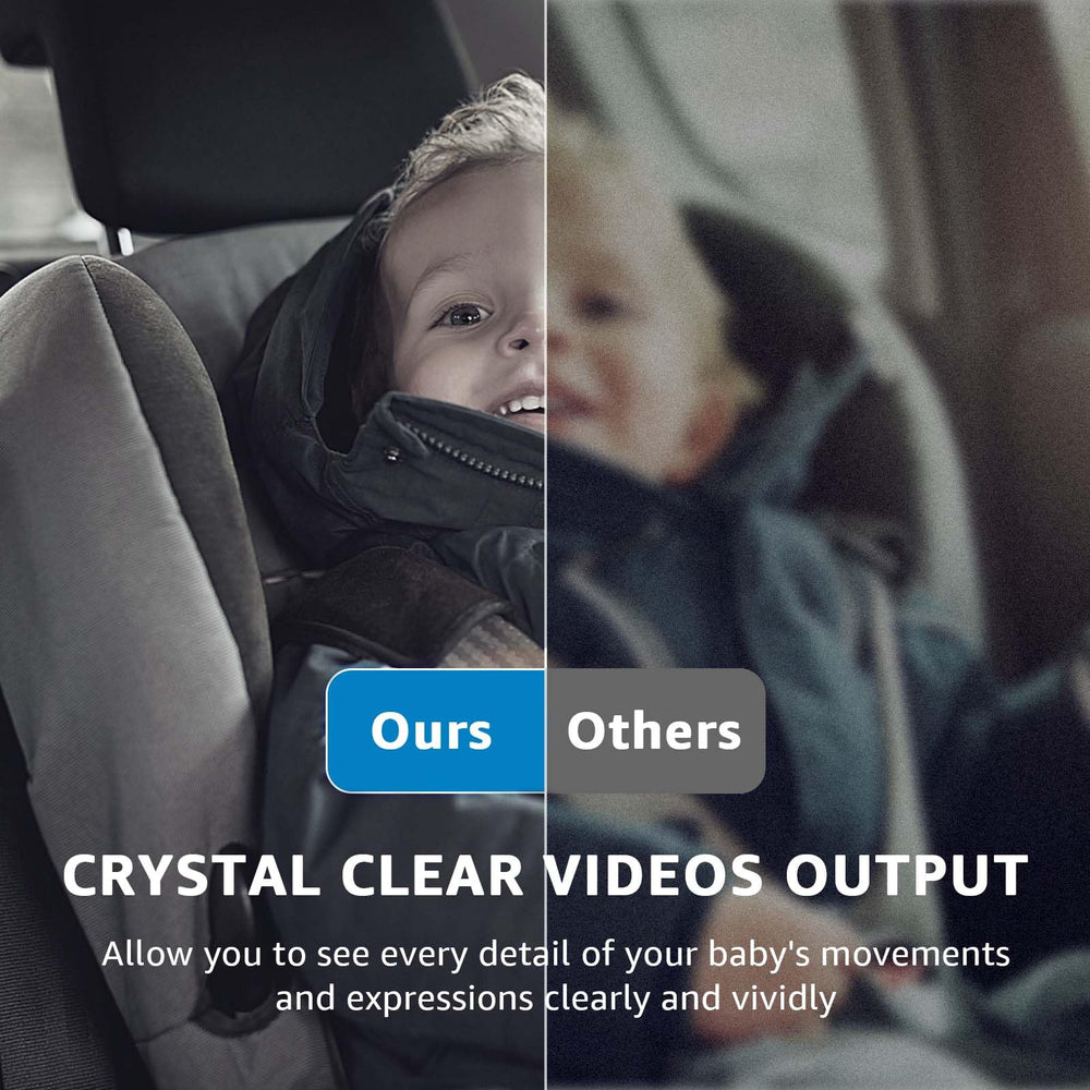 Grownsy 120-degree wide view captures the entire backseat in real time.