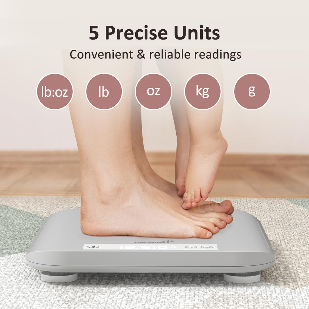 Grownsy scale supports up to 330 lbs for babies, pets, and adults