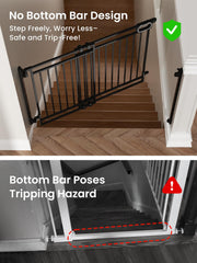 GROWNSY gate showing adjustable width from 29.8 to 43.5 inches.