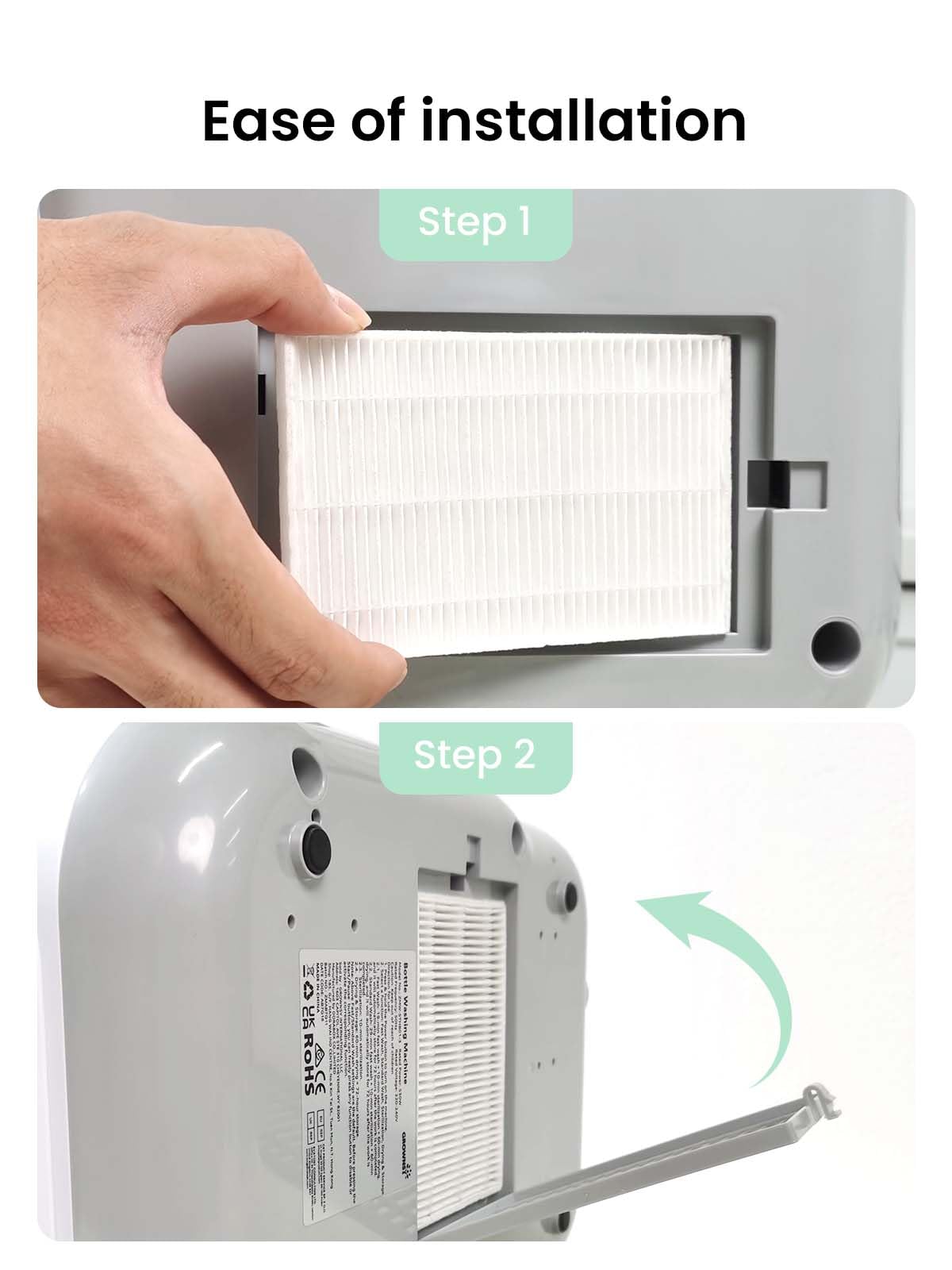 GROWNSY filtration helps keep bottle air clean for safer storage and reuse.