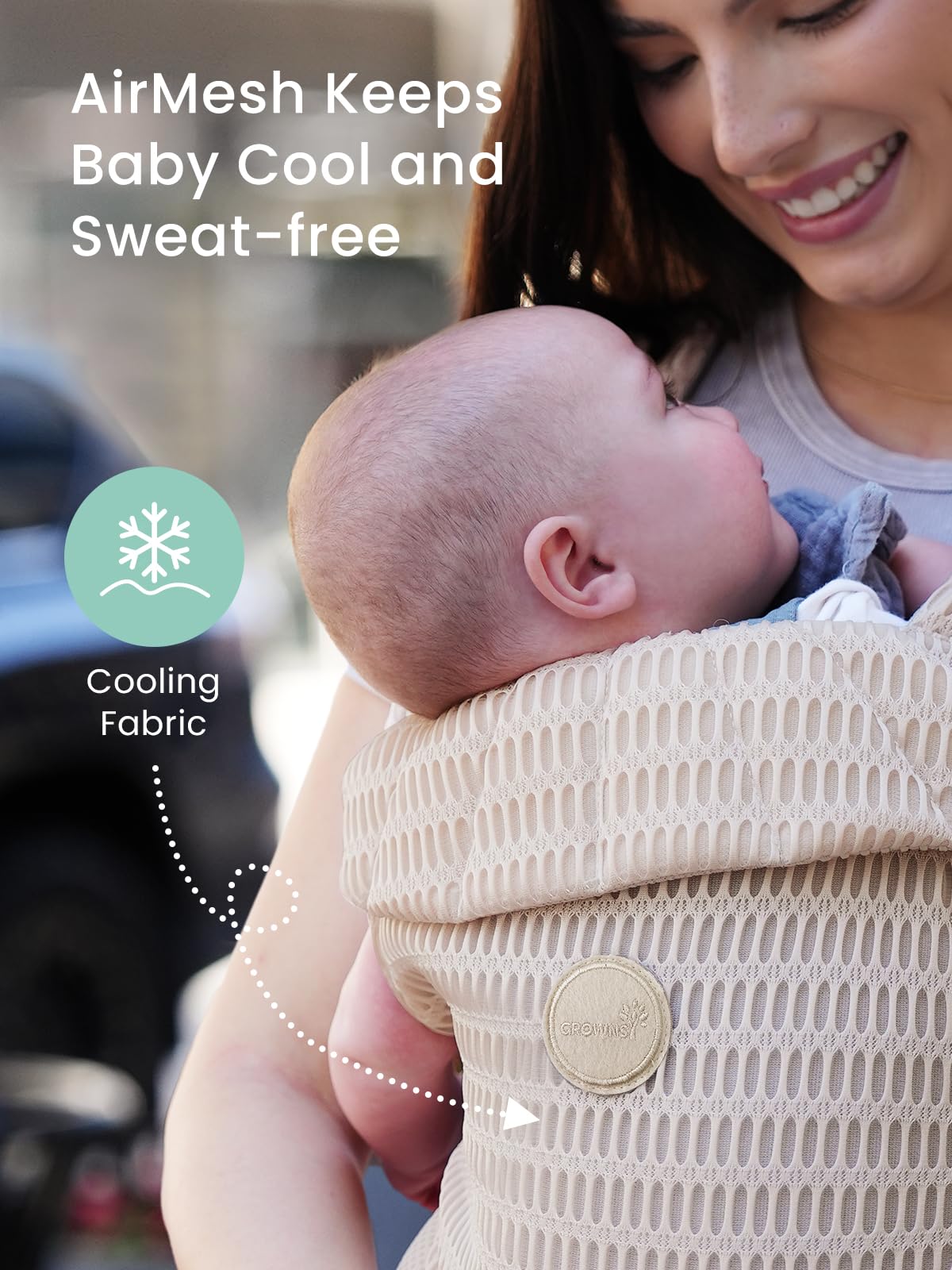 GROWNSY baby carrier in back carry for hands free tasks and errands