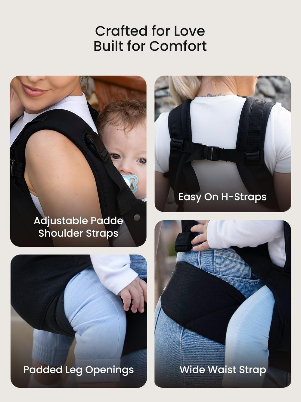 GROWNSY carrier with ergonomic EVA waist support to ease shoulder strain.