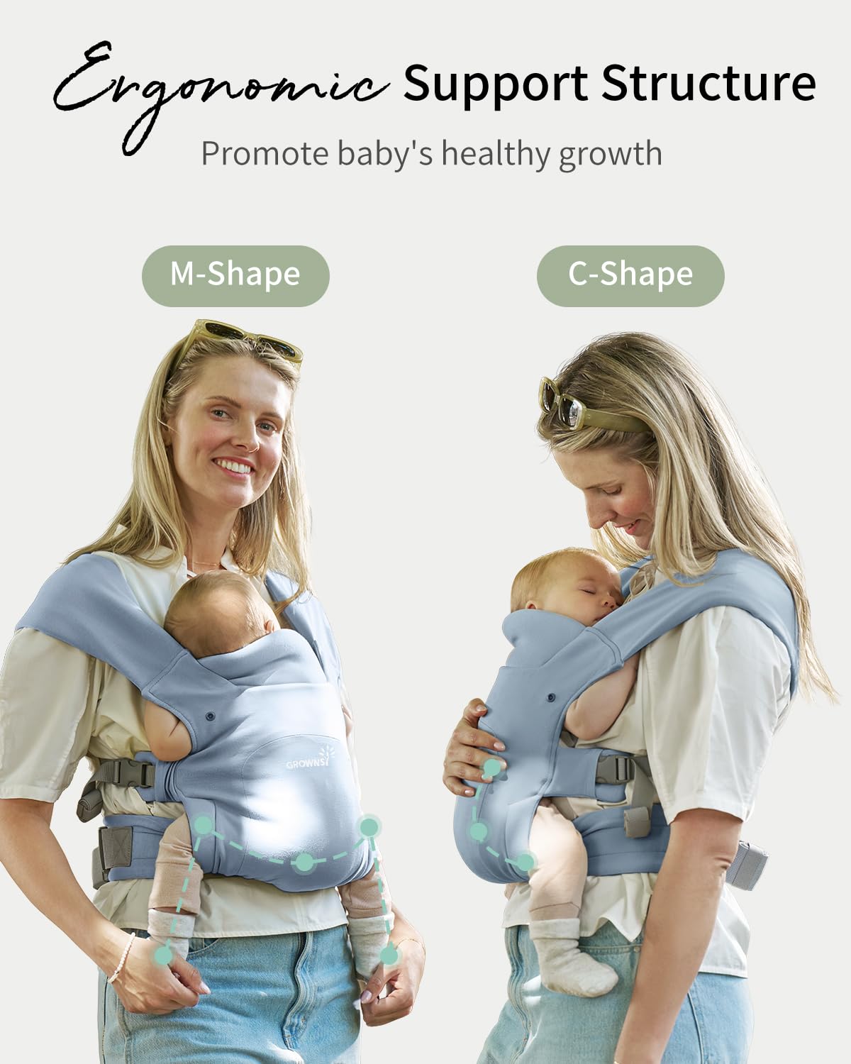GROWNSY foldable neck pad adds secure head support on the go.