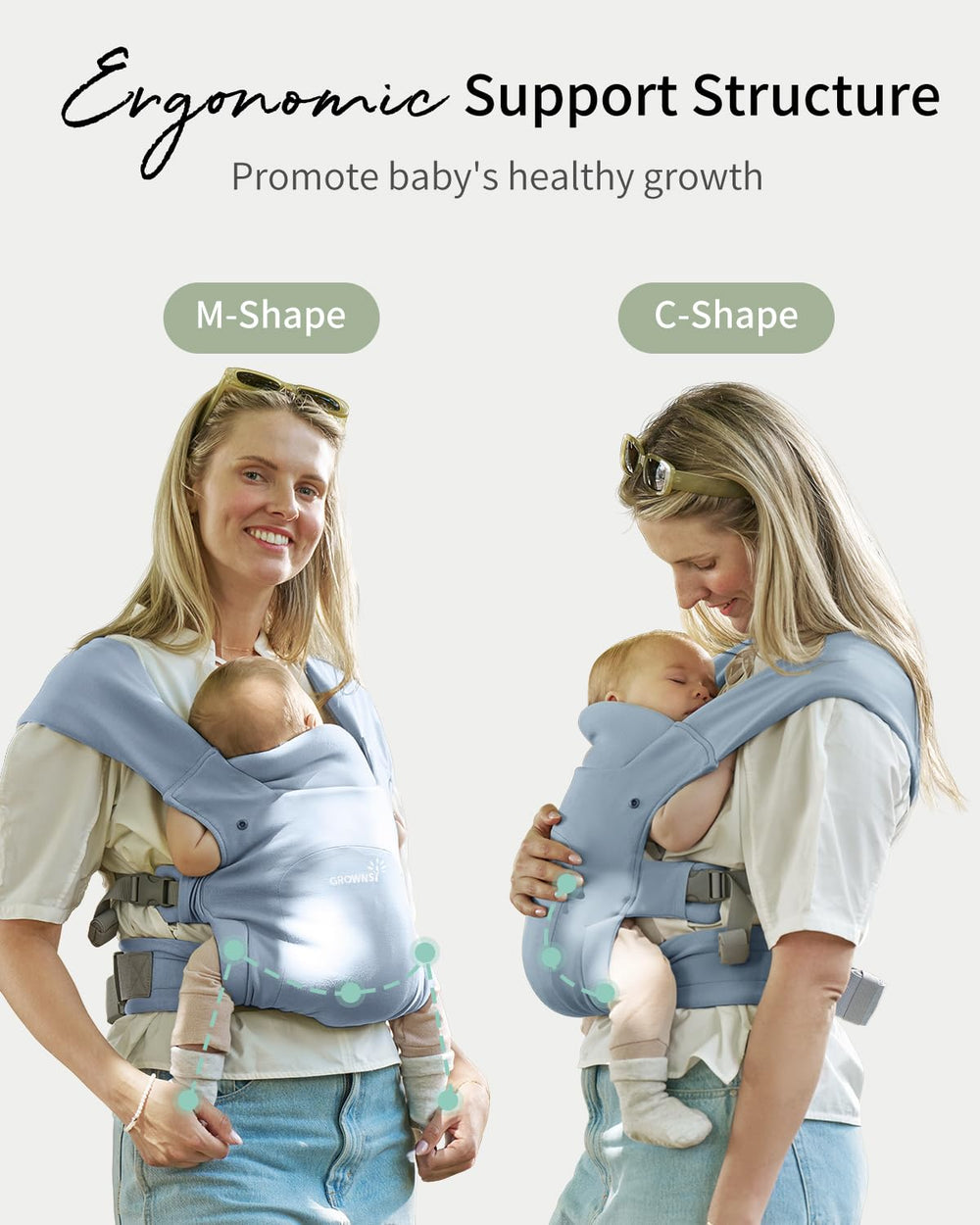 GROWNSY foldable neck pad adds secure head support on the go.