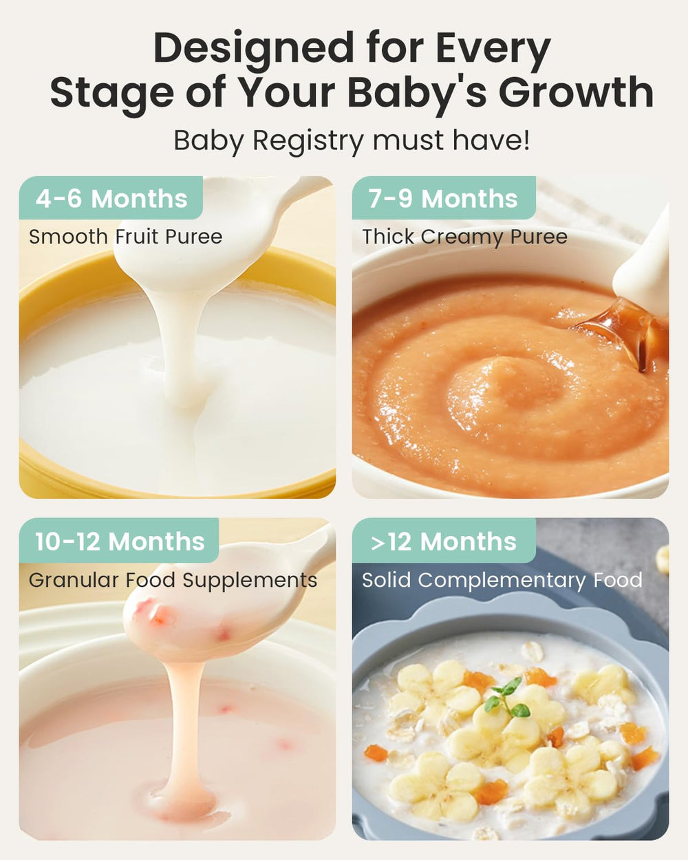 Grownsy baby food maker blending to a smooth puree texture.
