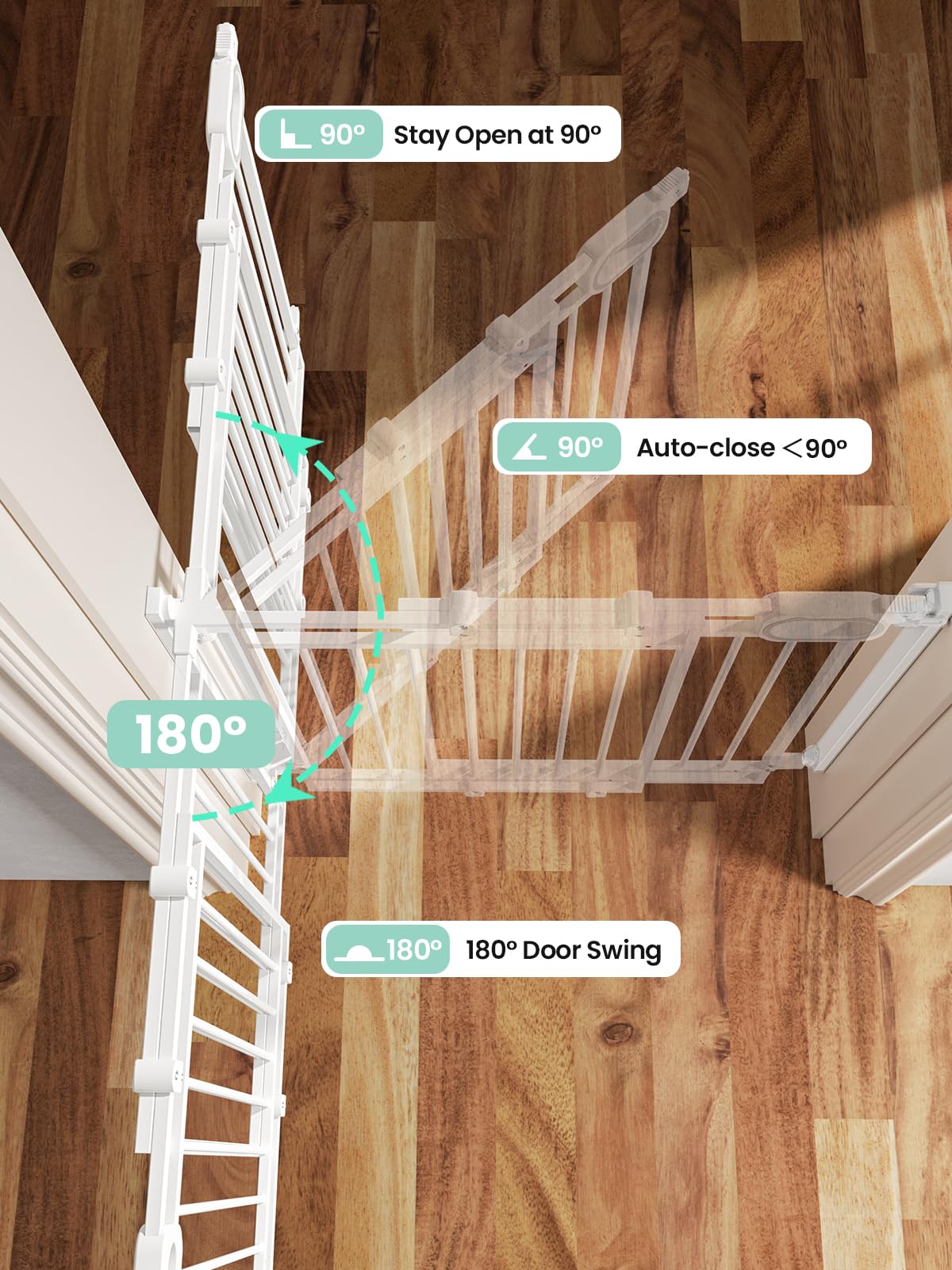 Grownsy Baby Gate hardware-mounted design provides secure indoor installation.
