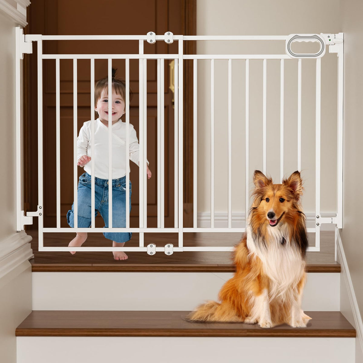 Grownsy Baby Gate no bottom bar for a safe, trip-free doorway.