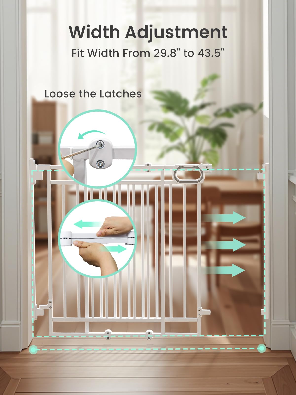 Grownsy Baby Gate one-handed operation is convenient when carrying a child.