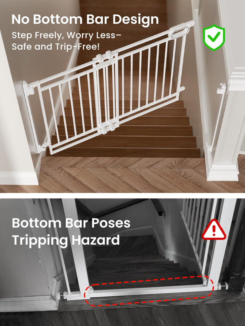 Grownsy Baby Gate wide opening enables easy passage for strollers.