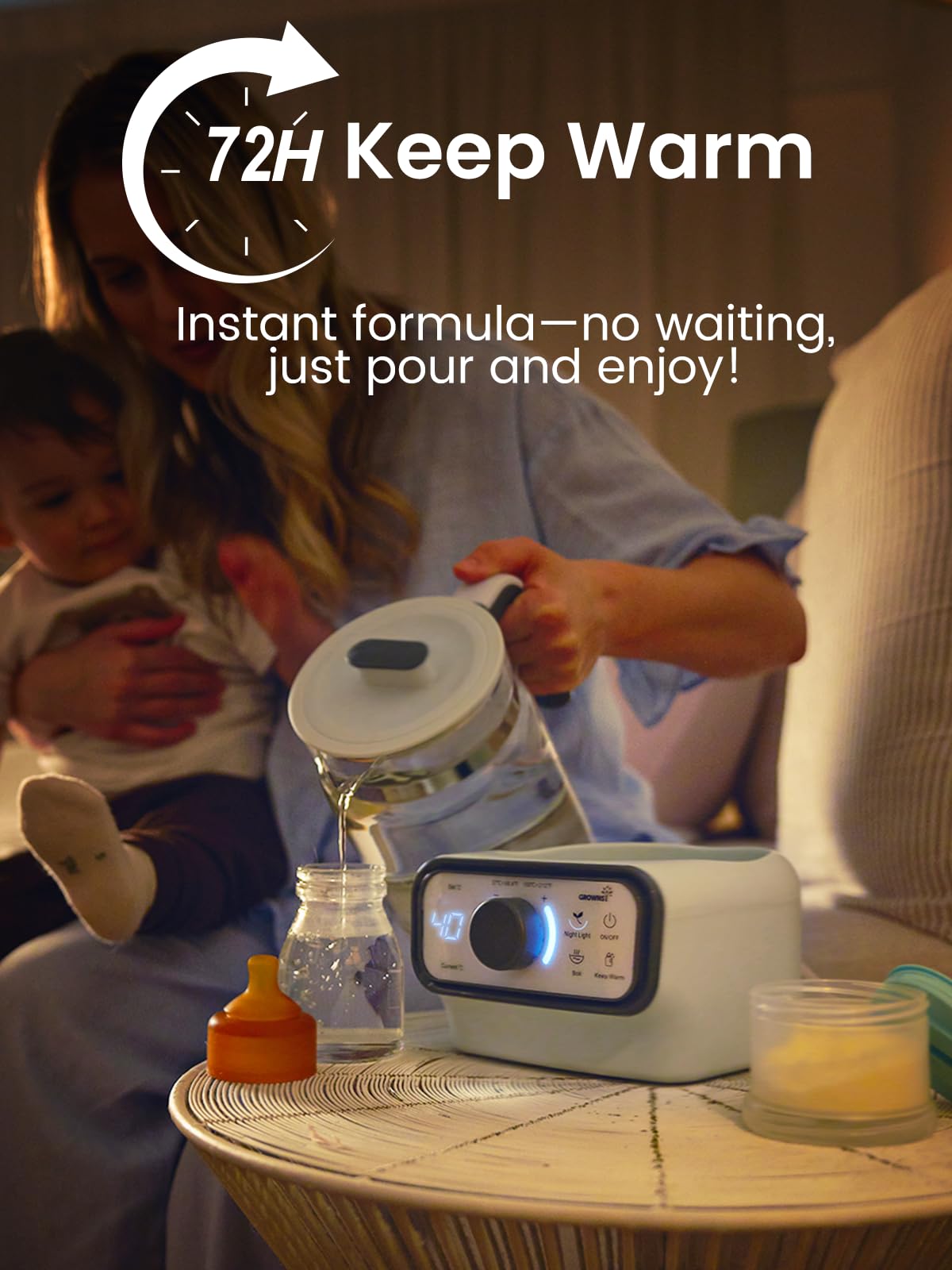 Grownsy Instant Warmer boils water quickly for tea, oatmeal, or coffee.