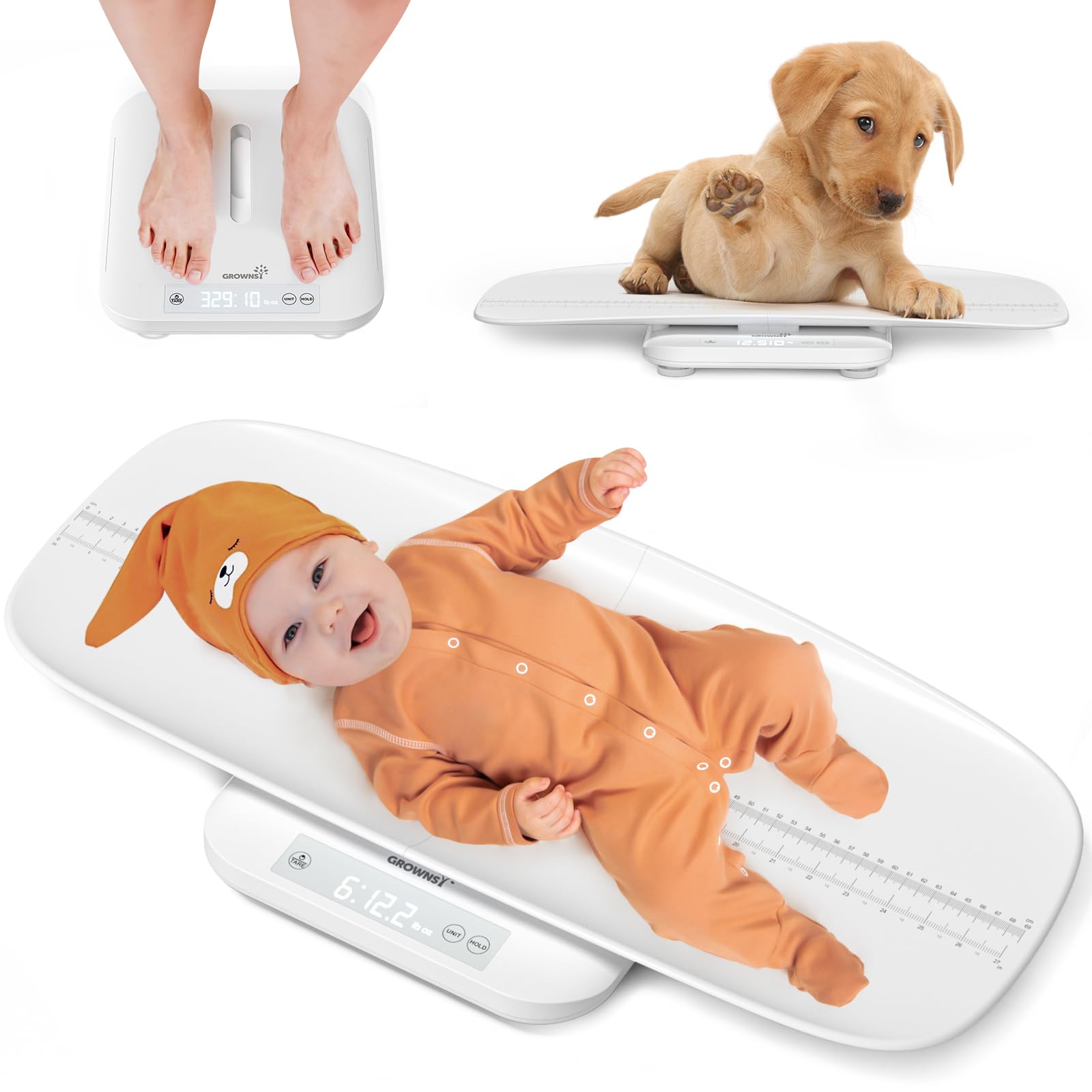 GROWNSY Baby Scale display panel provides precise readings for growth tracking