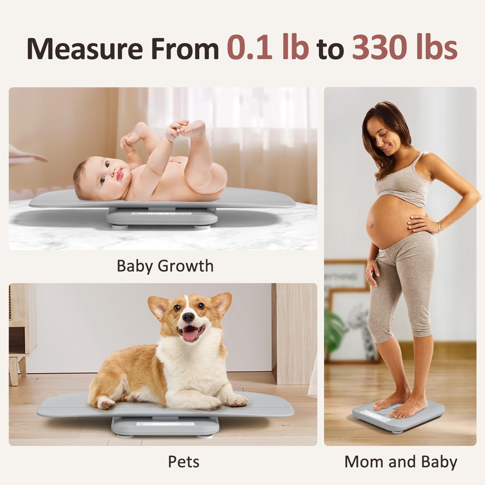 Grownsy baby scale hold function keeps measurements steady when baby moves
