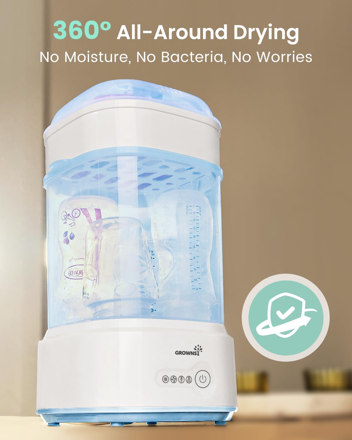 Steam sterilization in blue model for bottles and accessories