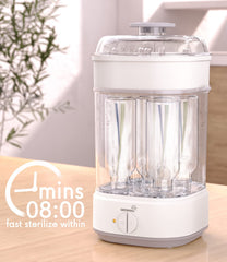 Grownsy bottle sterilizer top view highlights dual-bin versatility for accessories.