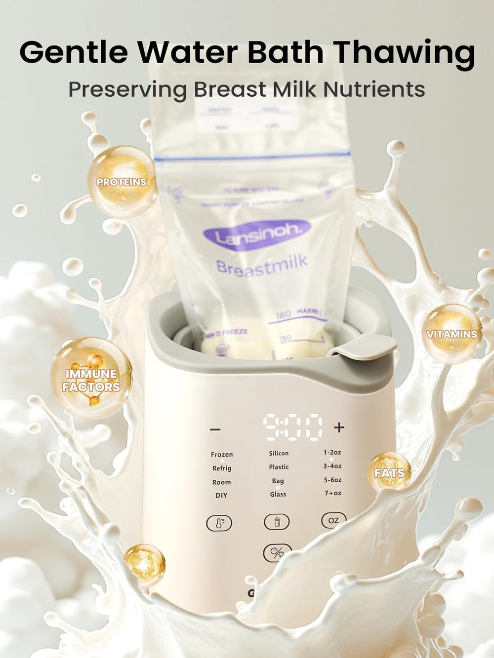 Grownsy bottle warmer preheat function preparing milk to ideal temperature