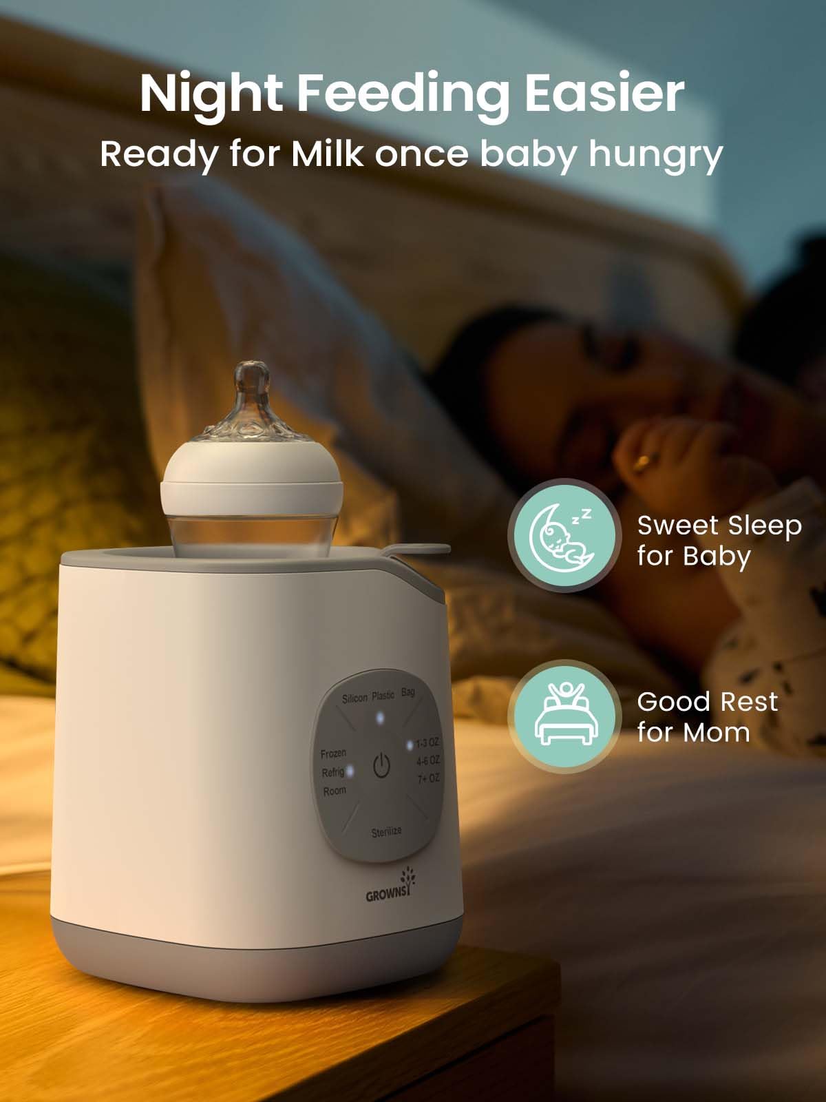 GROWNSY Bottle Warmer is compatible with most bottle brands.