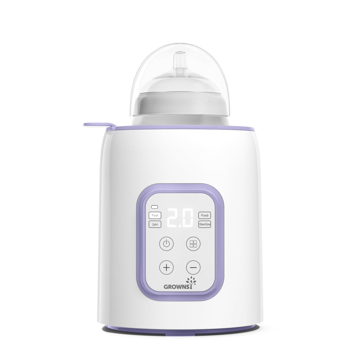 Grownsy Bottle Warmer front view highlights compact size for night feeds