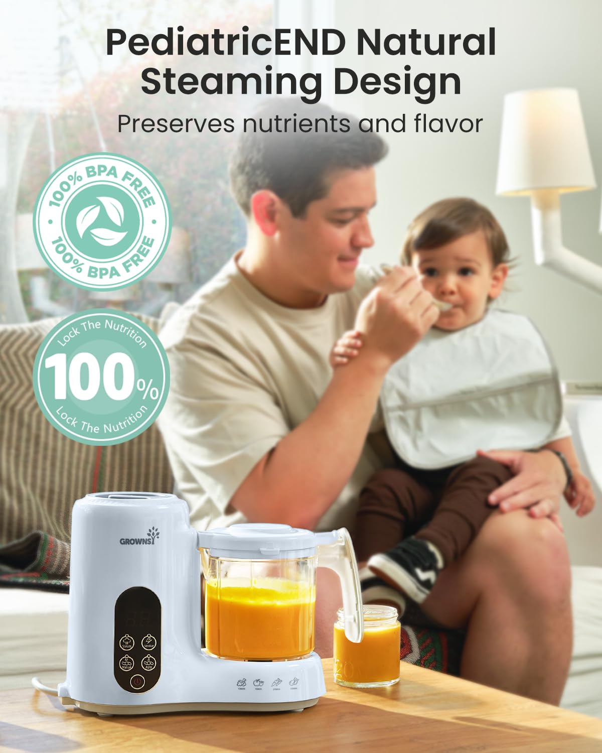 Grownsy compact design fits small kitchens and busy routines.