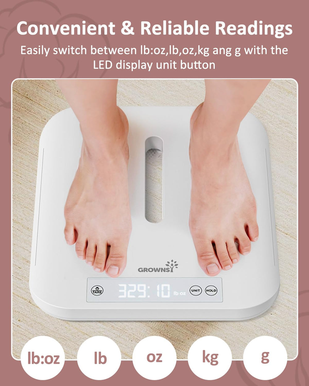 GROWNSY digital scale for infants and pets ideal for family weighing