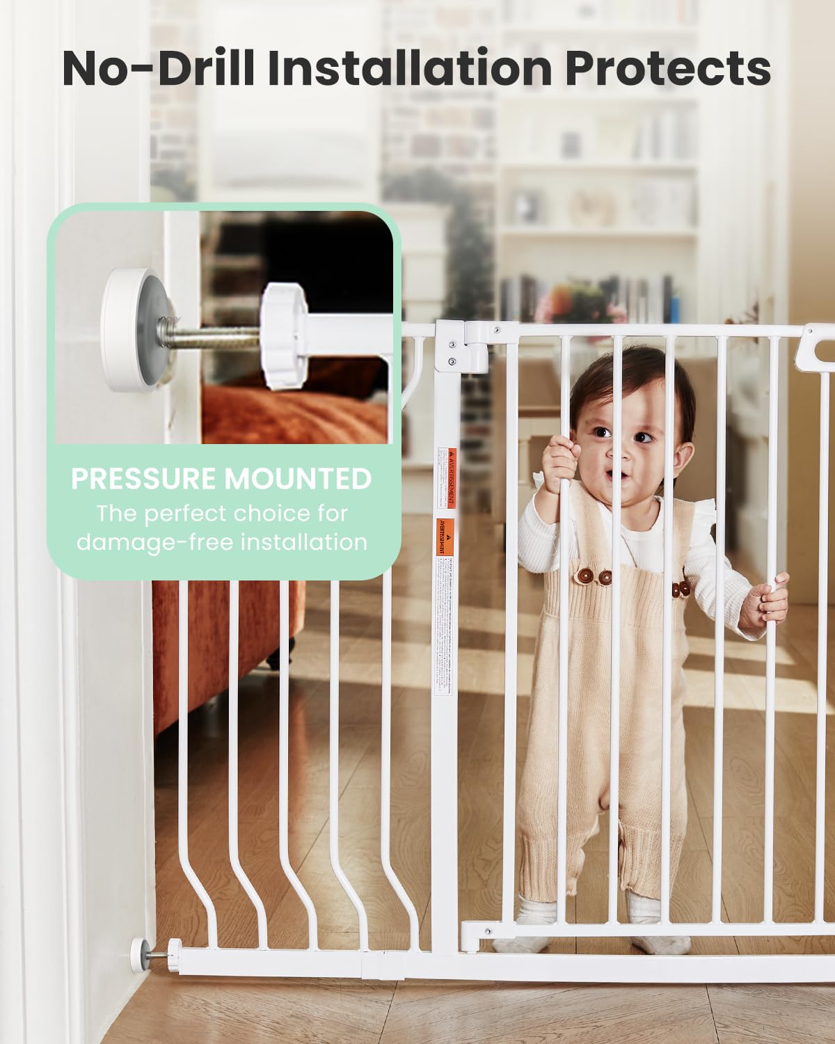 Grownsy gate double-locking lever enables one-handed operation safely.