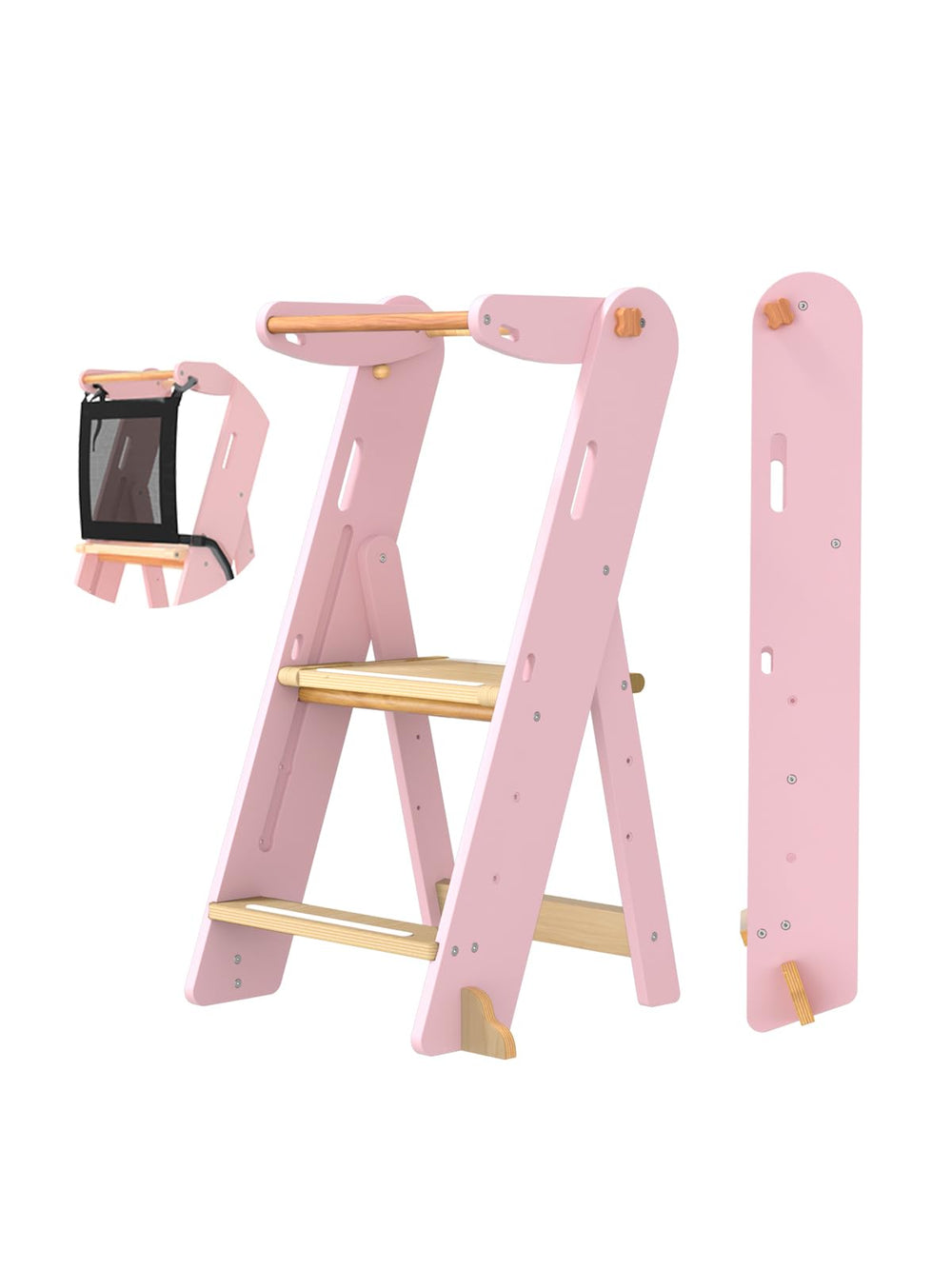 GROWNSY foldable step stool pink helps toddlers reach sinks safely
