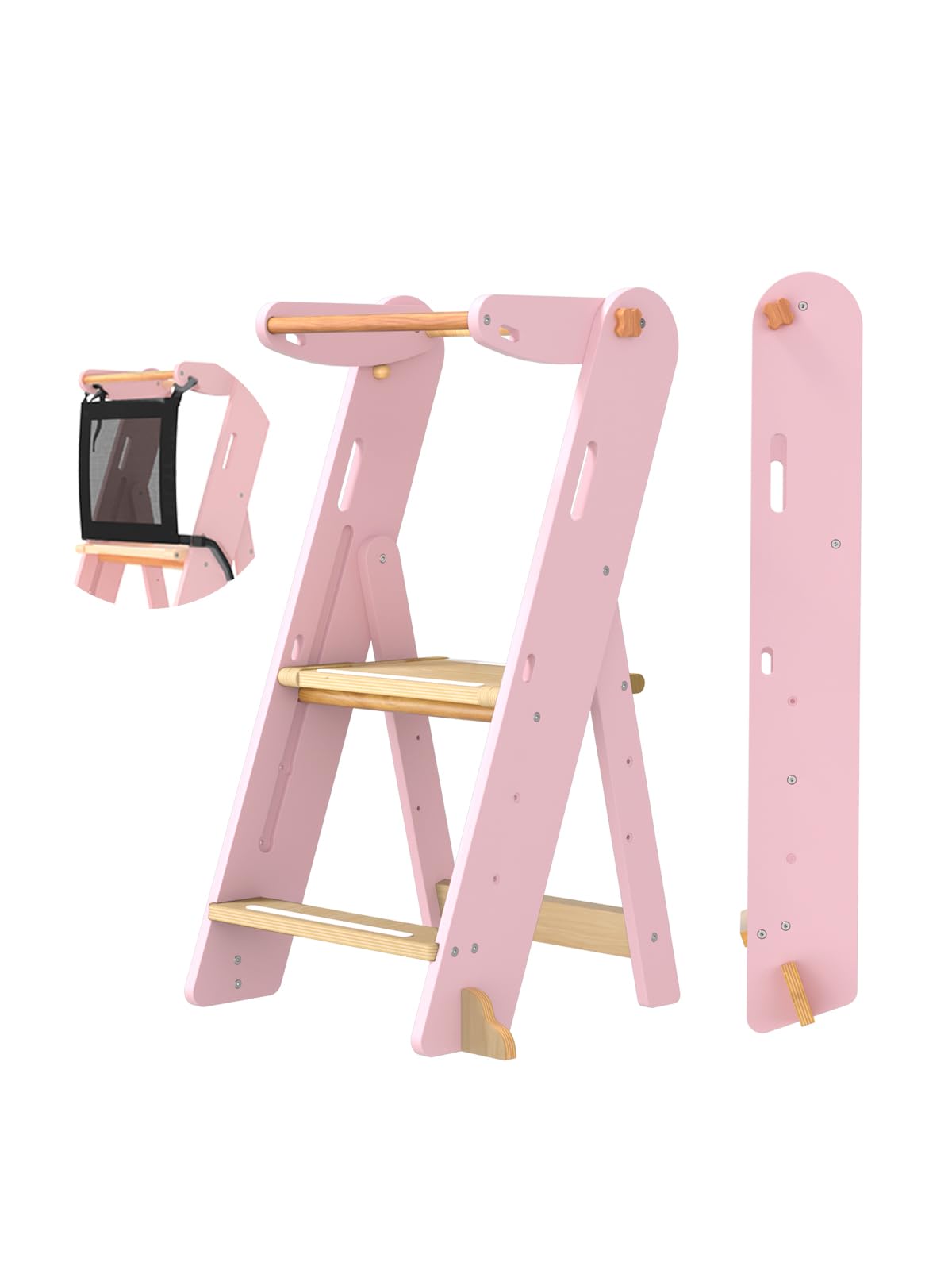GROWNSY foldable step stool pink helps toddlers reach sinks safely