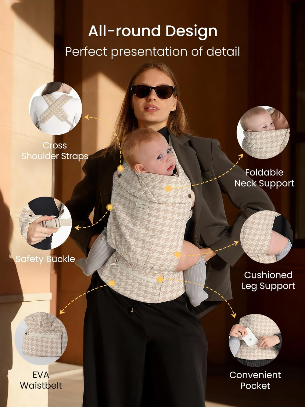 GROWNSY hands-free design helps you move freely with your infant.