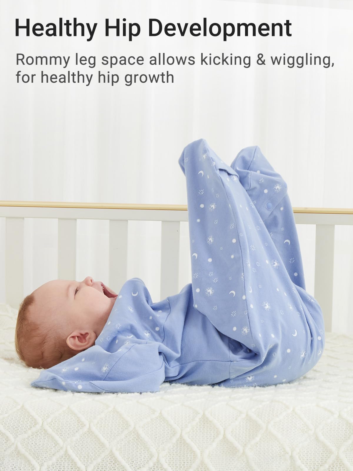 Grownsy hip-friendly design promotes natural leg movement