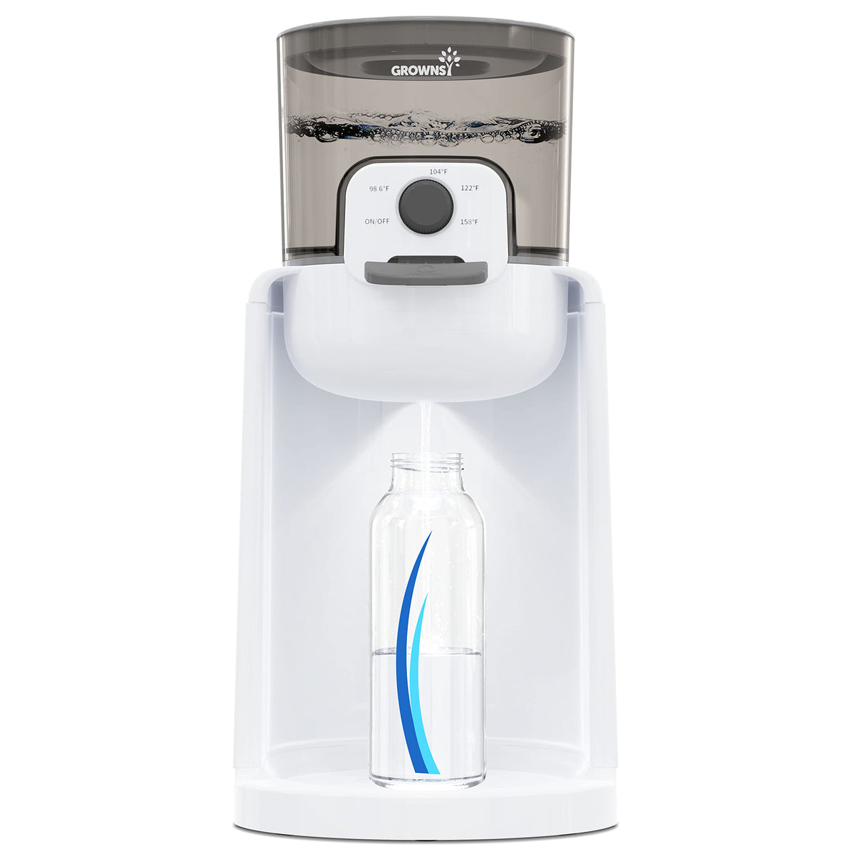 Grownsy instant bottle warmer dispensing warm water for quick formula prep