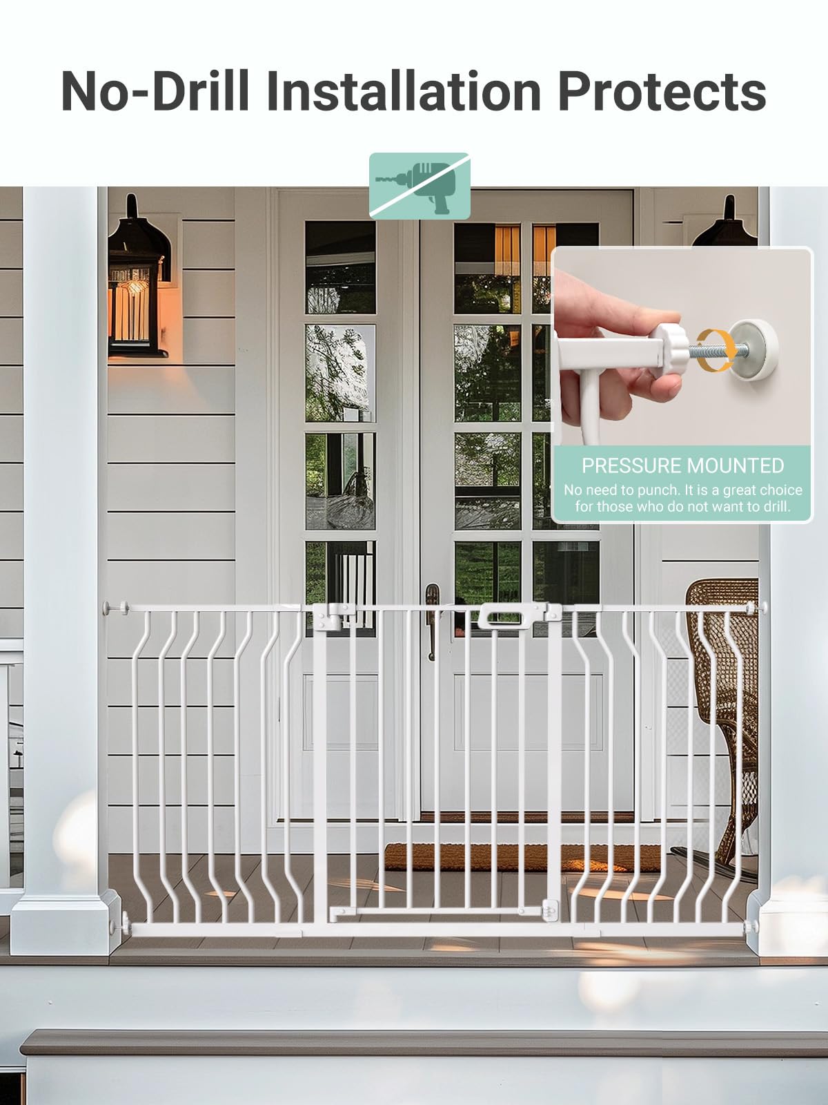 GROWNSY Mom's Choice Baby Gate tilt with 180-degree auto-close for safe passage