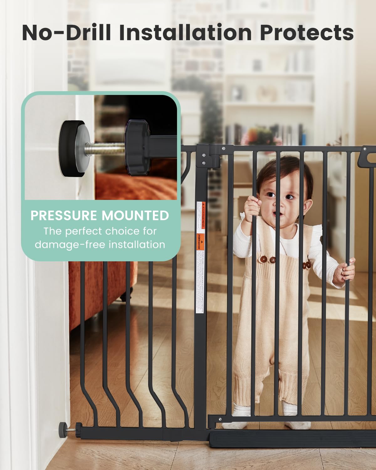 Grownsy Mom's Choice gate is easy to install at the top of stairs