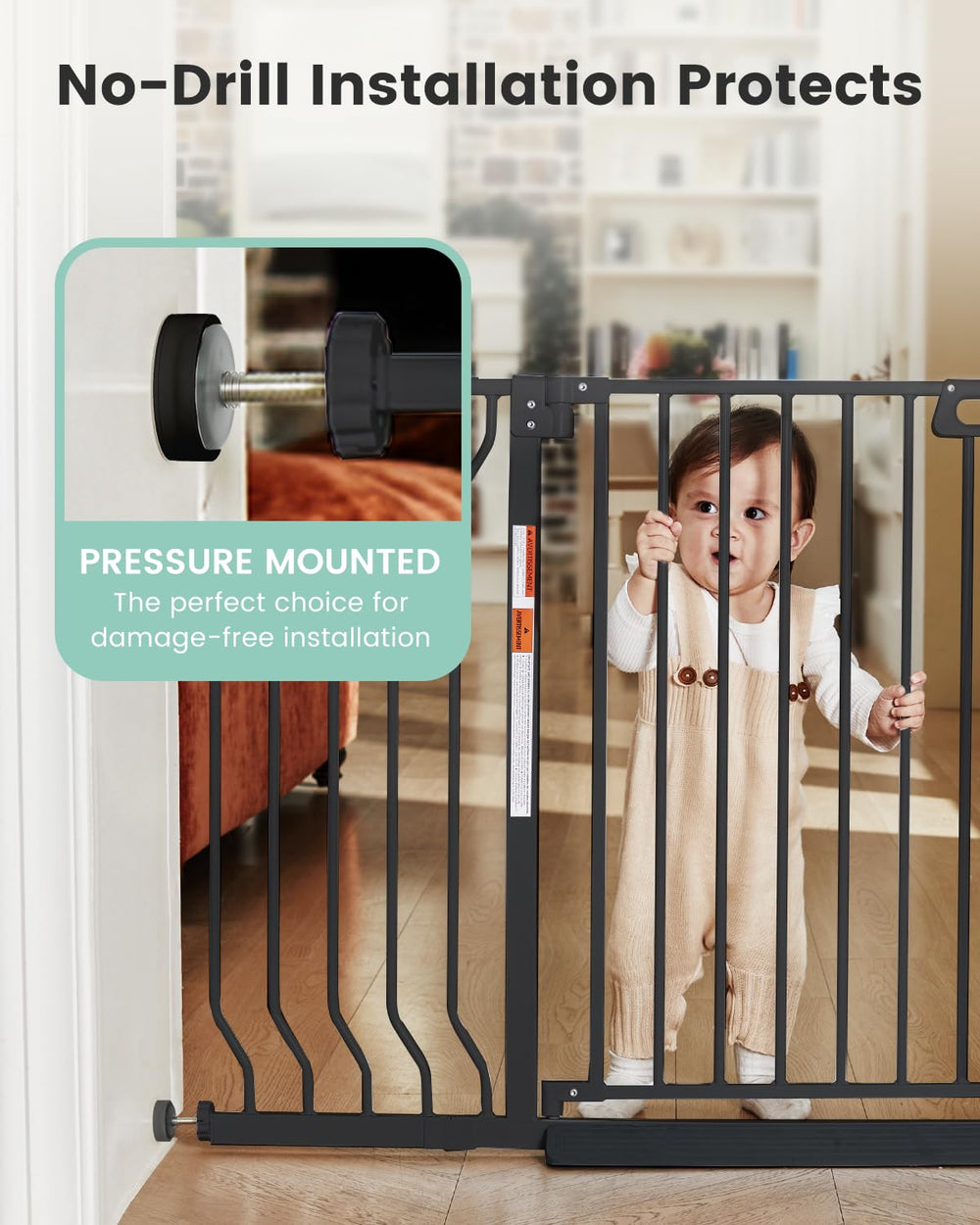 Grownsy Mom's Choice gate is easy to install at the top of stairs