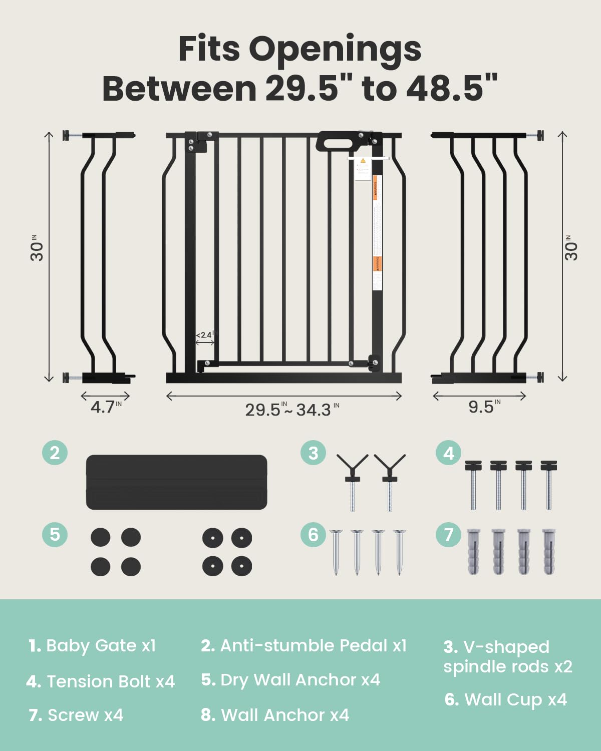 Grownsy Mom's Choice gate accommodates wide stairs and doorways