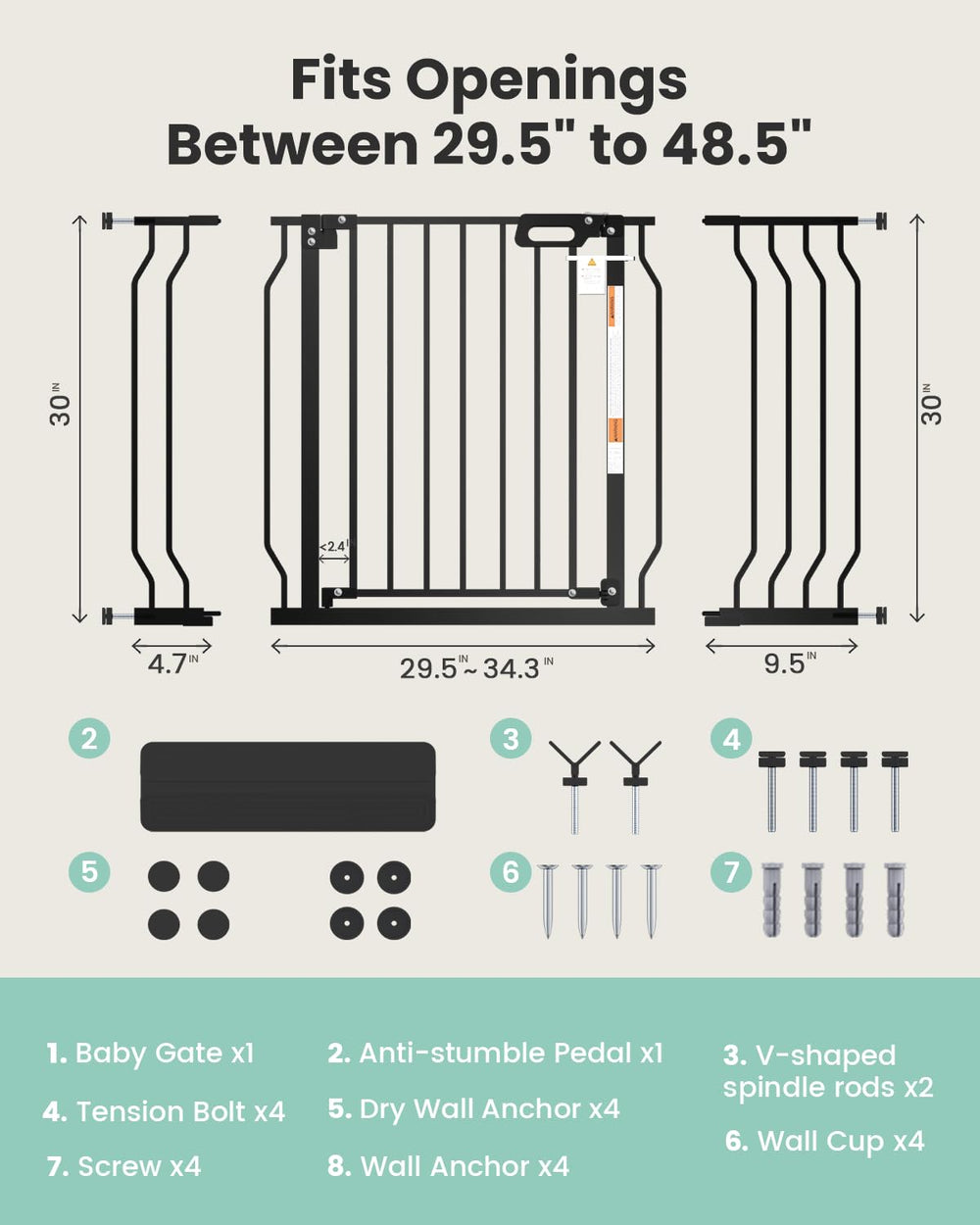 Grownsy Mom's Choice gate accommodates wide stairs and doorways