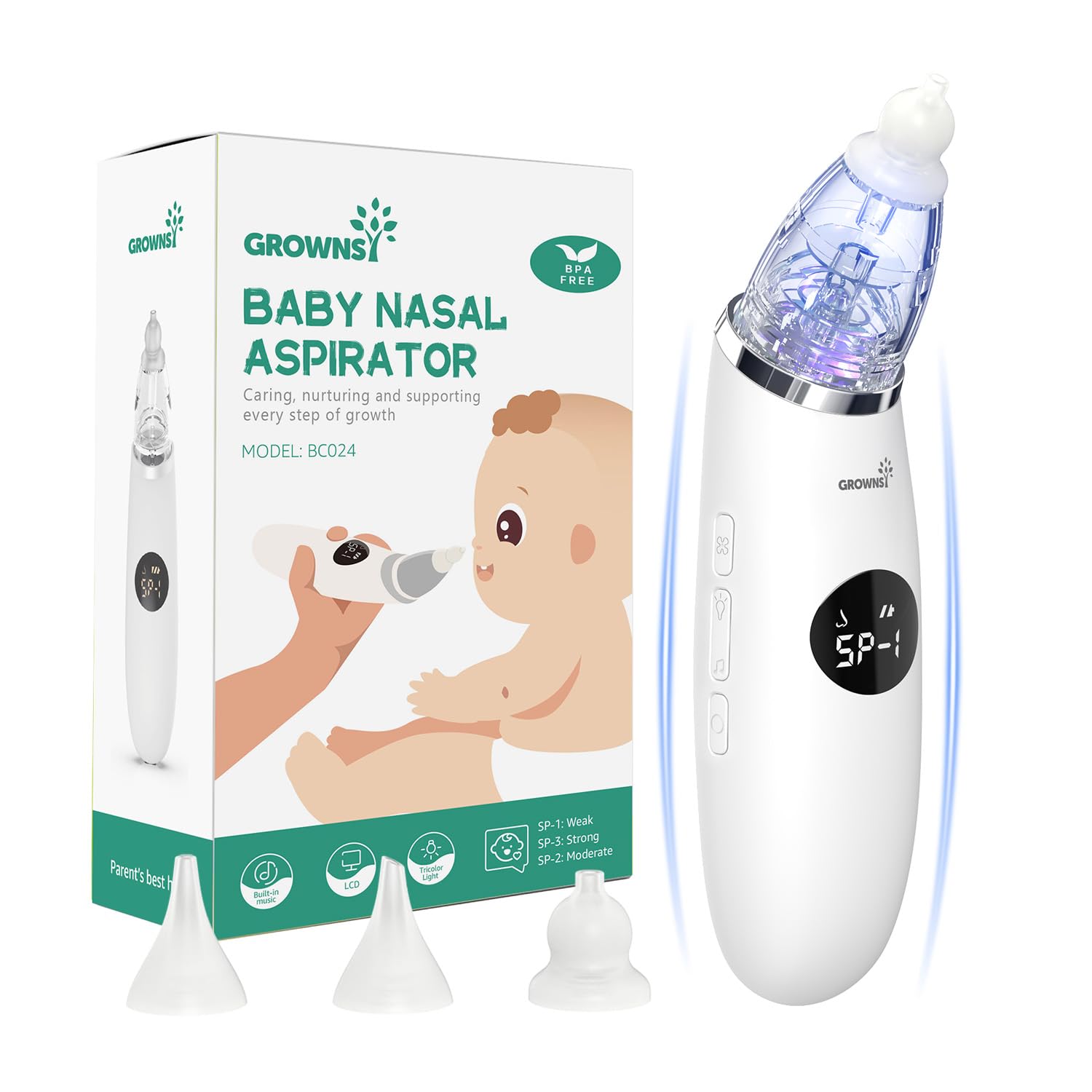 GROWNSY nasal aspirator hero shot for gentle baby nasal care