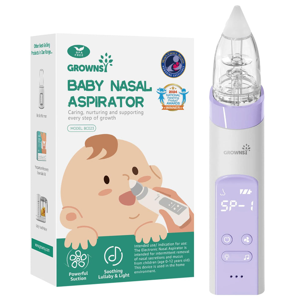 Grownsy nasal aspirator for baby with large suction chamber for quick relief