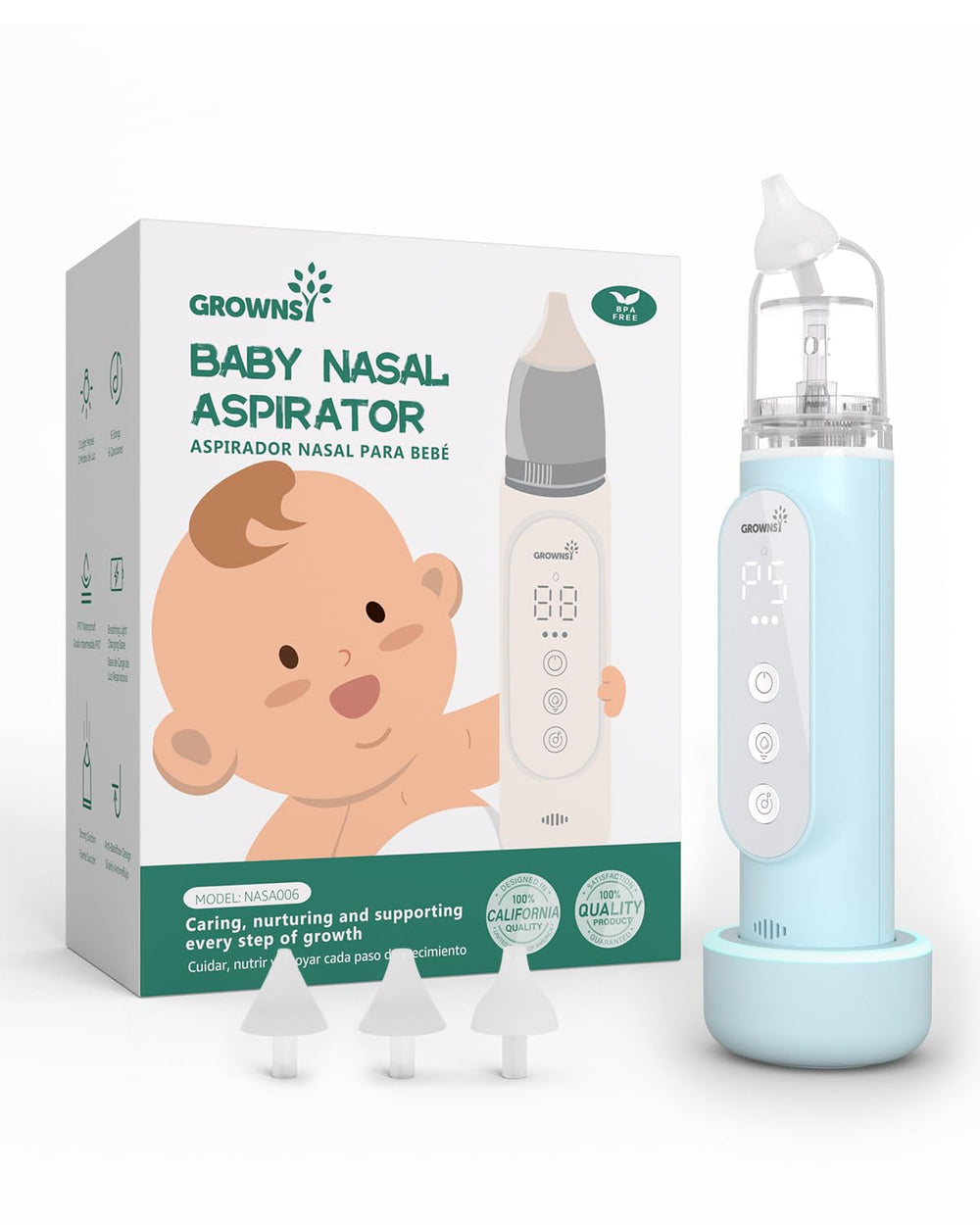 GROWNSY nasal aspirator compact design for travel and quick use