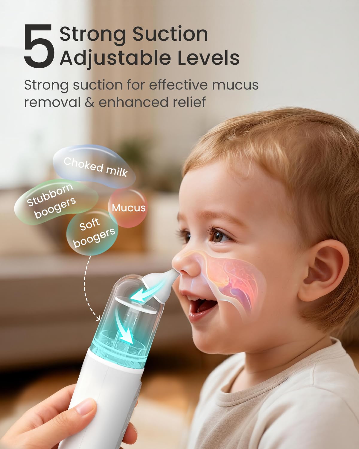 Grownsy nasal aspirator IPX7 waterproof for easy cleaning.