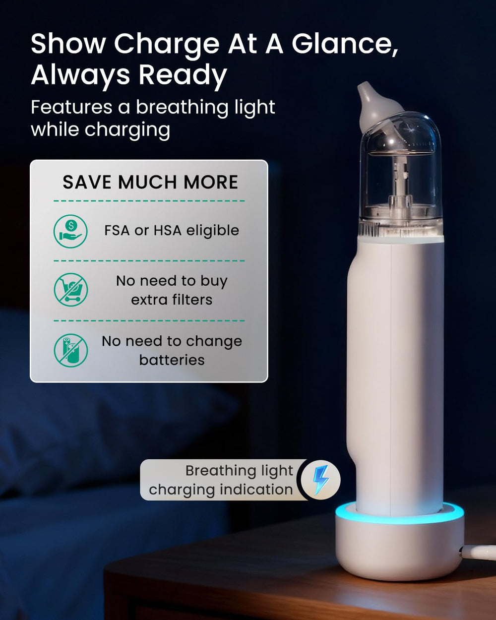 Grownsy silicone tips offer safe, hygienic suction.